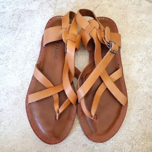 Lucky Brand tan, strappy women's leather sandals